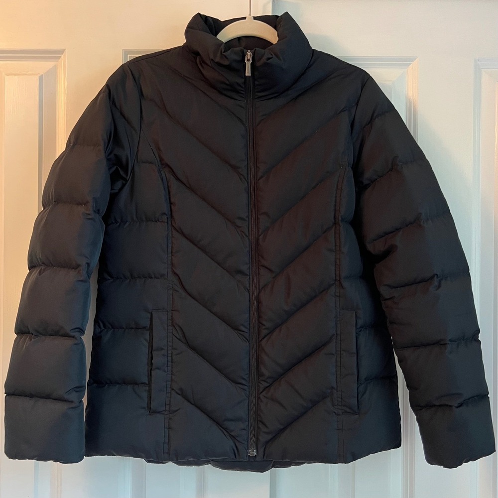 Lands' End Black Down Puffer Winter Coat Jacket Women's Size S (6-8) - Picture 2 of 11